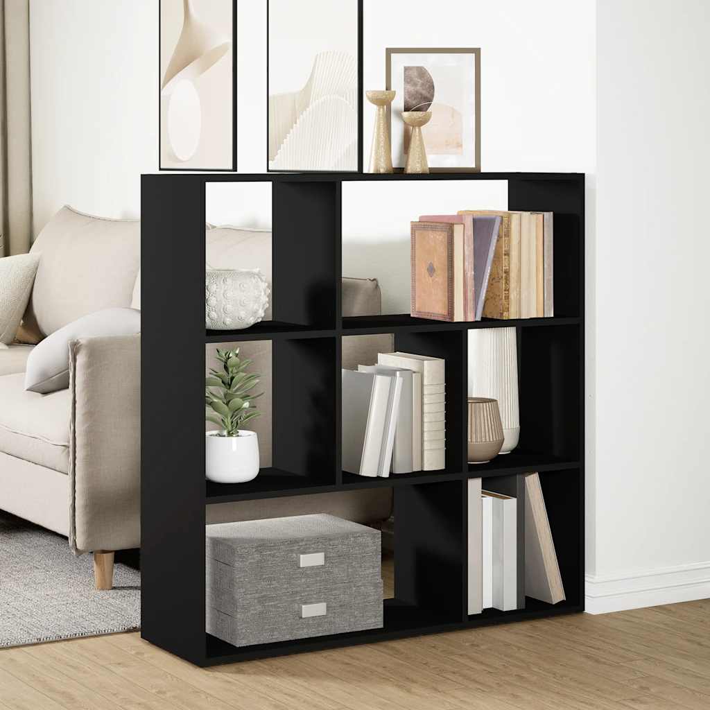 Sobna pregrada / regal za knjige crni 102x29x103,5 cm drveni