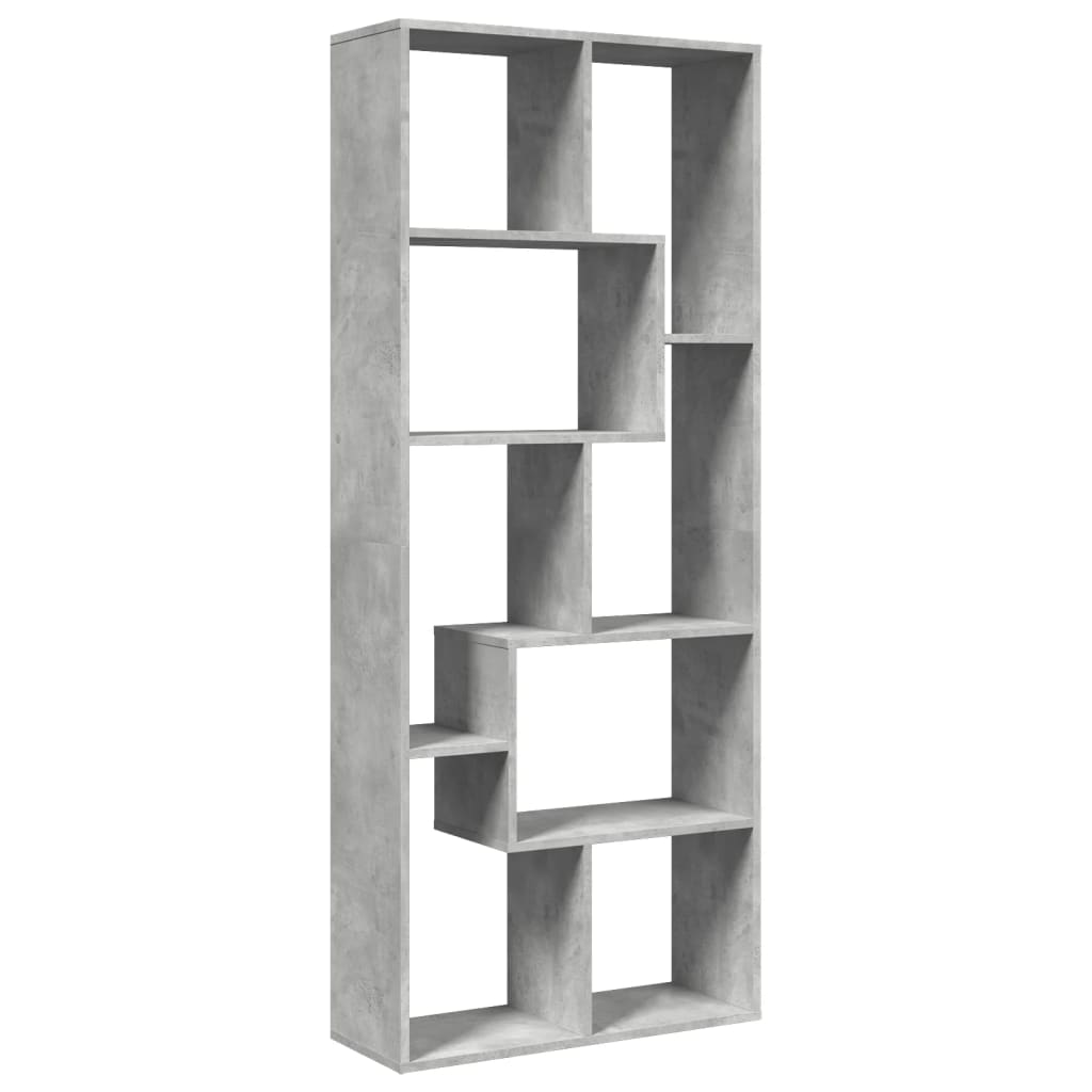 Sobna pregrada / regal za knjige sivi 67 x 25 x 161,5 cm drveni