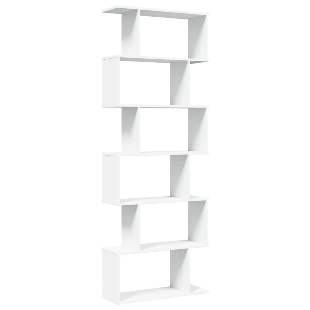 Pregrada / regal za knjige 6 razina bijeli 70x24x193 cm drveni