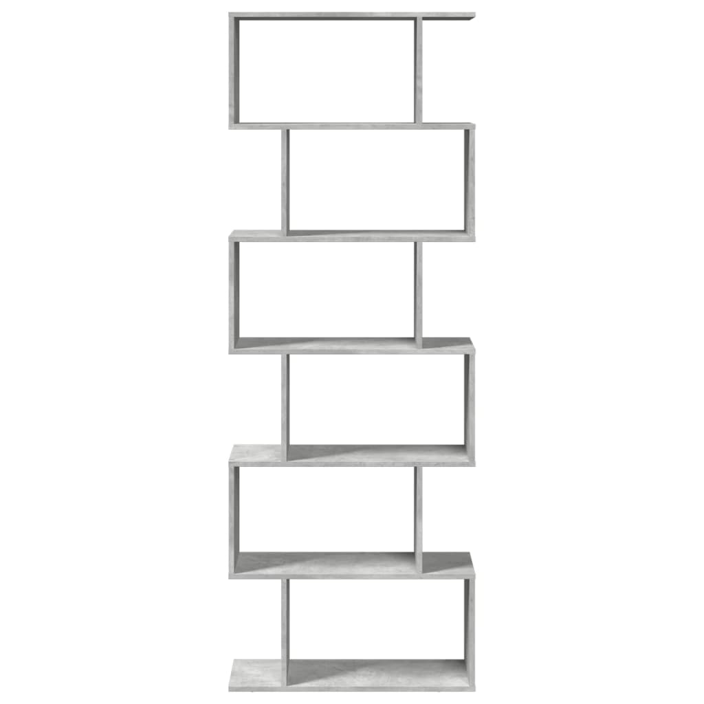 Pregrada / regal za knjige 6 razina sivi 70x24x193 cm drveni