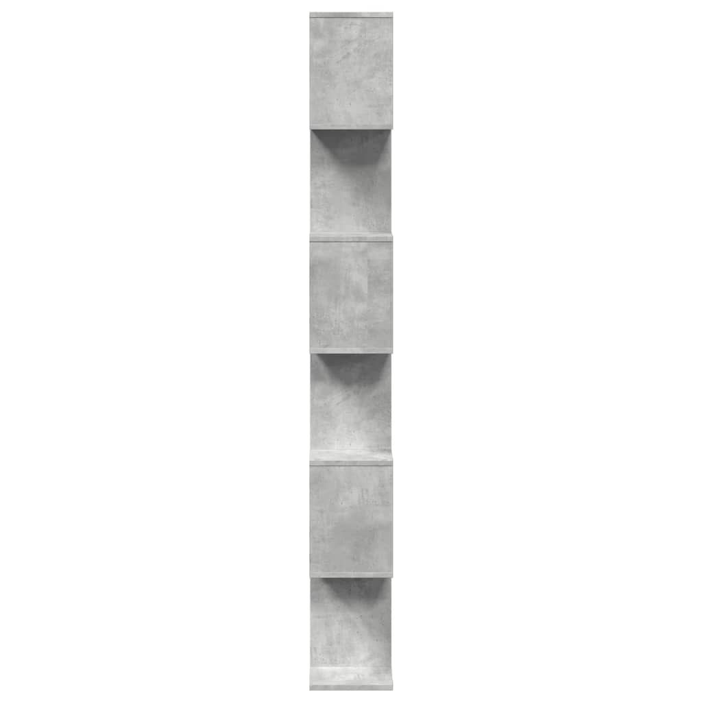Pregrada / regal za knjige 6 razina sivi 70x24x193 cm drveni