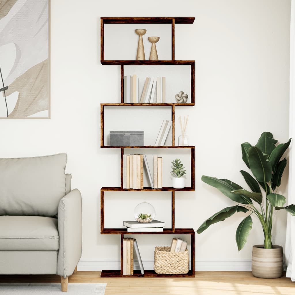Pregrada / regal za knjige 6 razina hrast 70x24x193 cm drveni