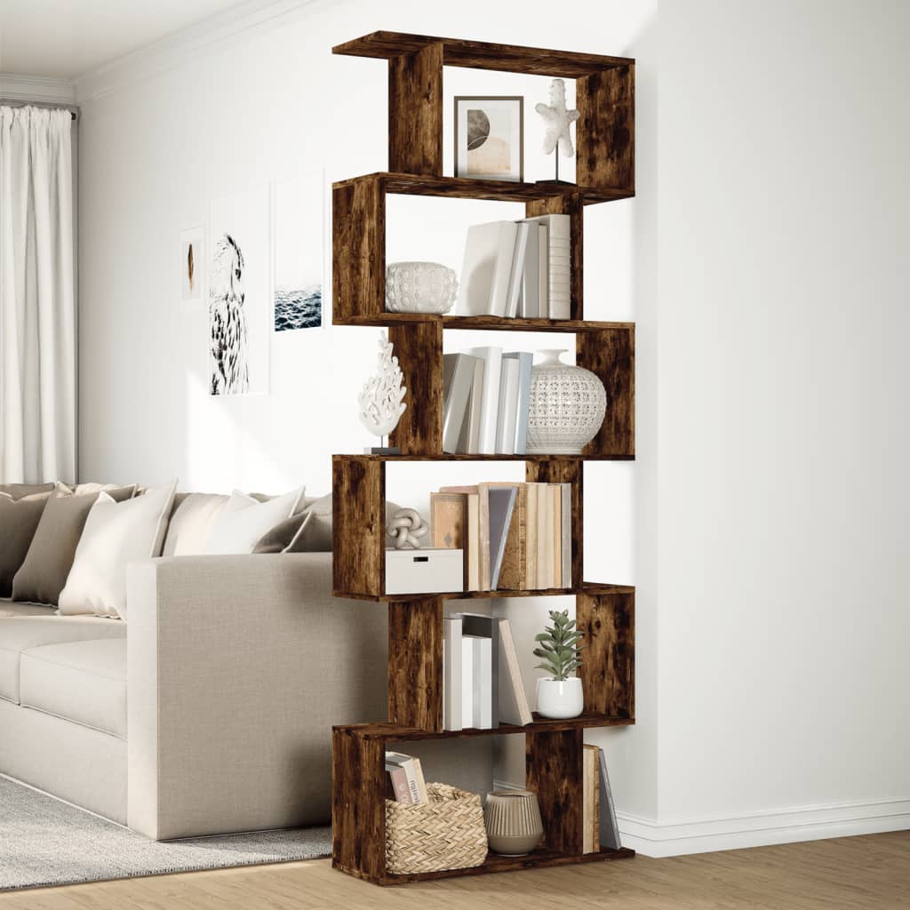 Pregrada / regal za knjige 6 razina hrast 70x24x193 cm drveni