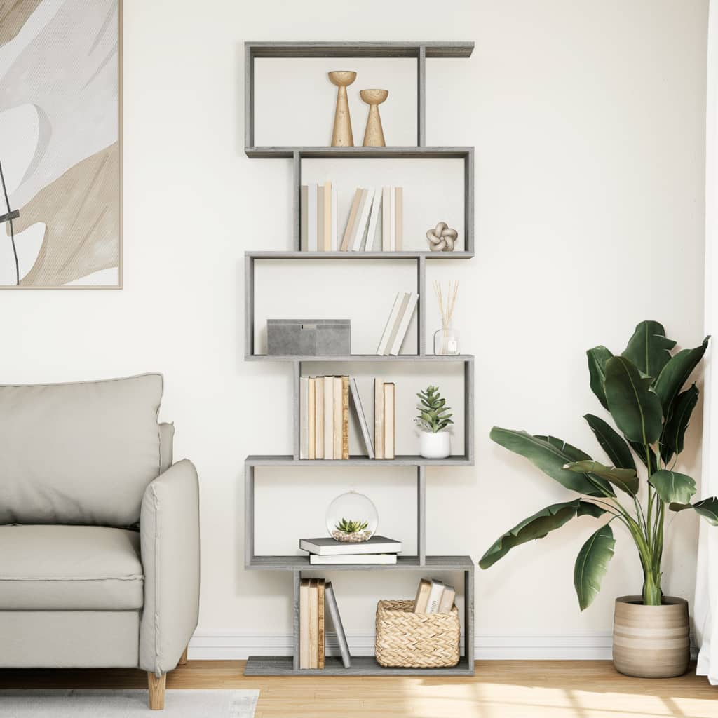 Pregrada / regal za knjige 6 razina sonoma 70x24x193 cm drveni