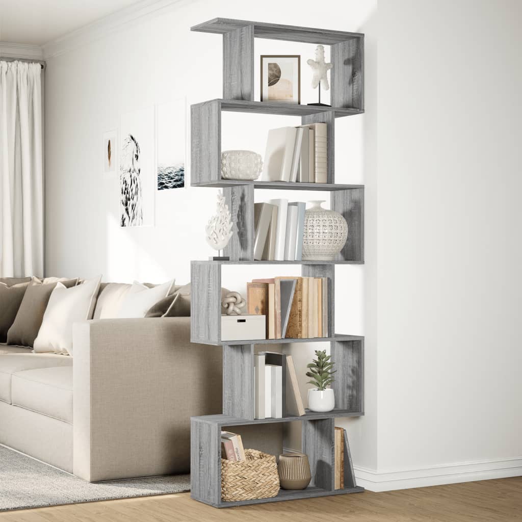 Pregrada / regal za knjige 6 razina sonoma 70x24x193 cm drveni