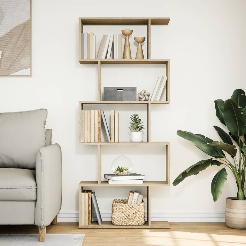Pregrada / regal za knjige 5 razina hrast 70x24x161 cm drveni