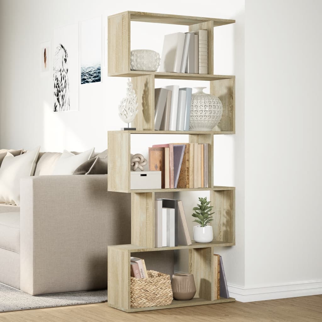 Pregrada / regal za knjige 5 razina hrast 70x24x161 cm drveni
