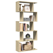 Pregrada / regal za knjige 5 razina hrast 70x24x161 cm drveni