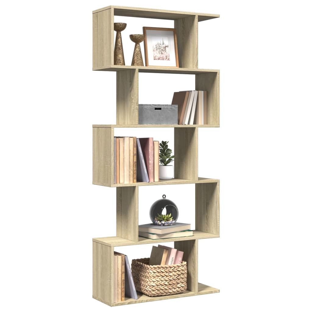 Pregrada / regal za knjige 5 razina hrast 70x24x161 cm drveni