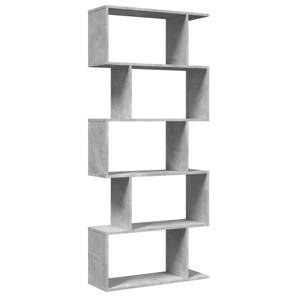 Pregrada / regal za knjige 5 razina sivi 70x24x161 cm drveni