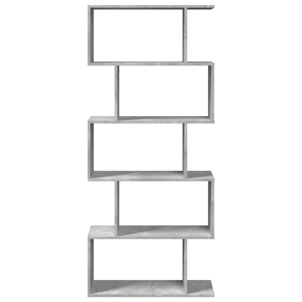Pregrada / regal za knjige 5 razina sivi 70x24x161 cm drveni