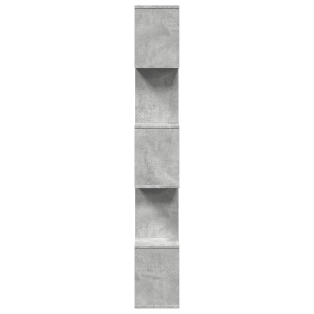 Pregrada / regal za knjige 5 razina sivi 70x24x161 cm drveni