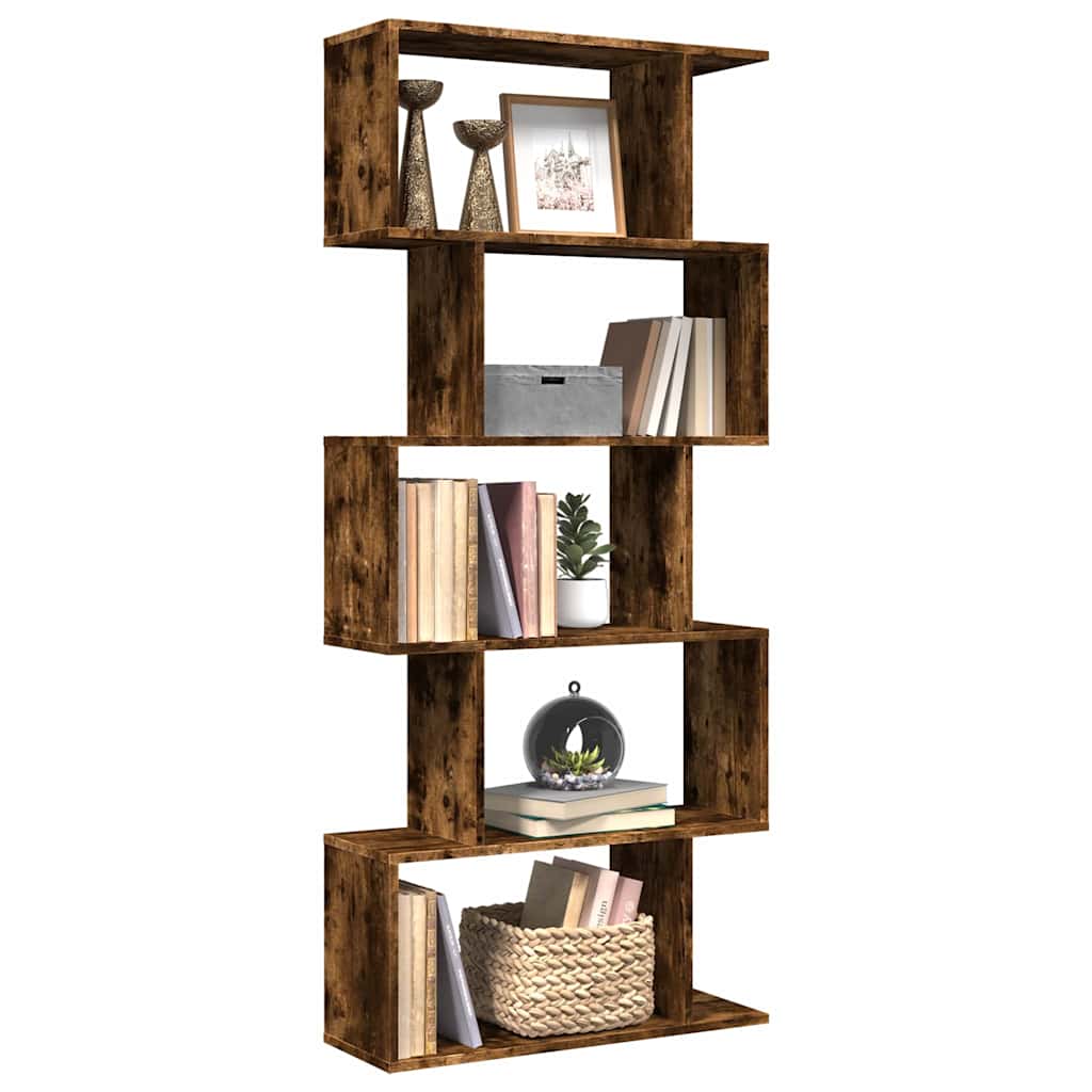 Pregrada / regal za knjige 5 razina hrast 70x24x161 cm drveni