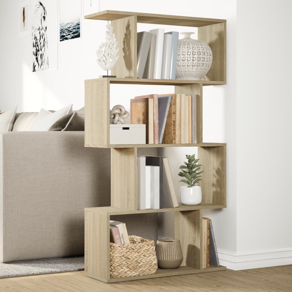 Pregrada / regal za knjige 4 razina hrast 70x24x129 cm drveni