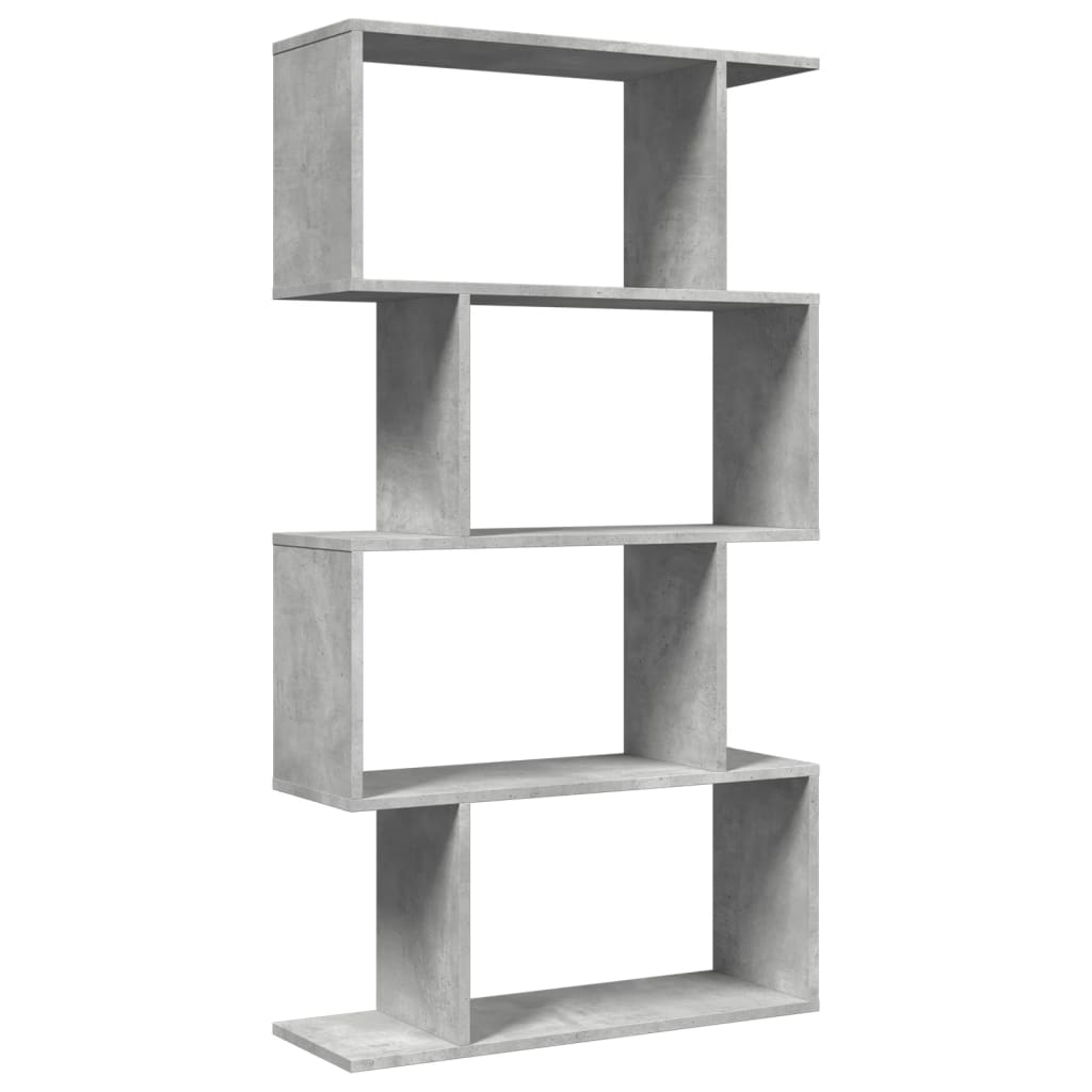 Pregrada / regal za knjige 4 razine sivi 70x24x129 cm drveni