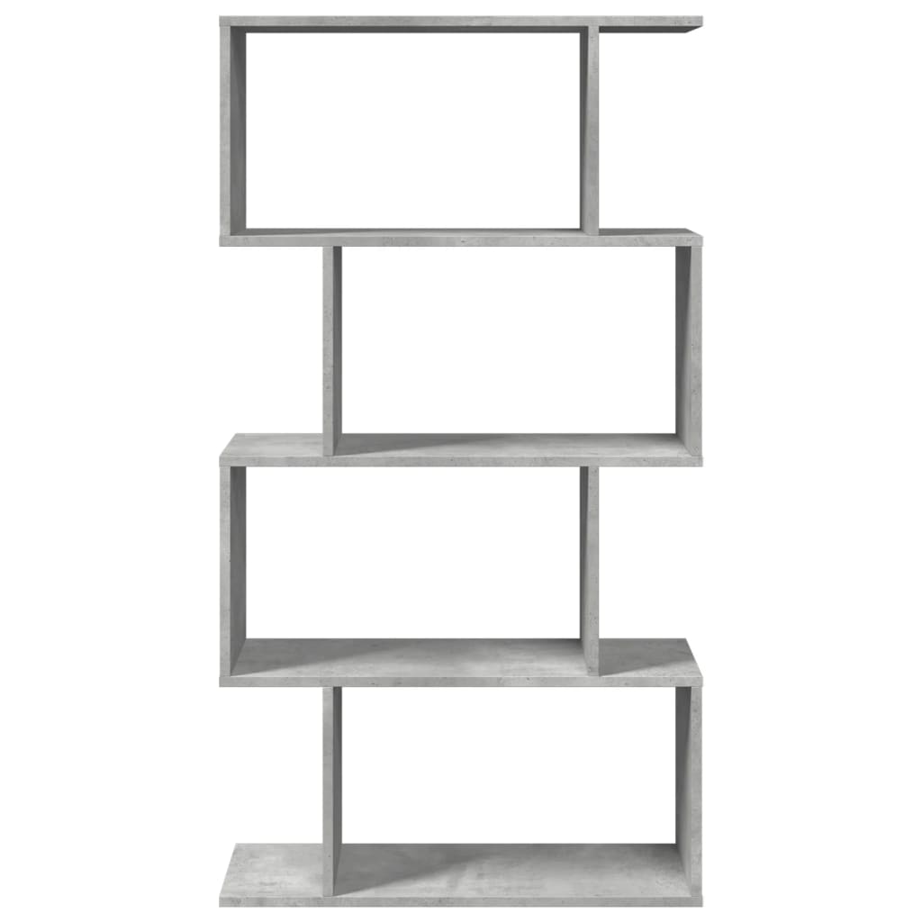 Pregrada / regal za knjige 4 razine sivi 70x24x129 cm drveni