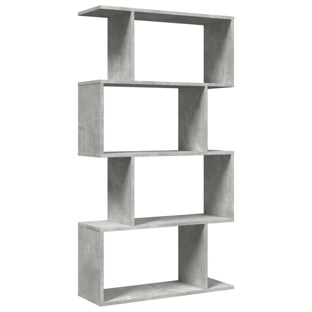 Pregrada / regal za knjige 4 razine sivi 70x24x129 cm drveni
