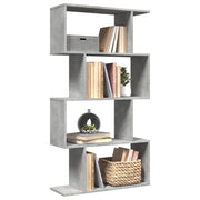 Pregrada / regal za knjige 4 razine sivi 70x24x129 cm drveni