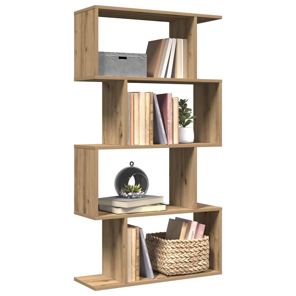 Pregrada / regal za knjige 4 razina hrast 70x24x129 cm drveni
