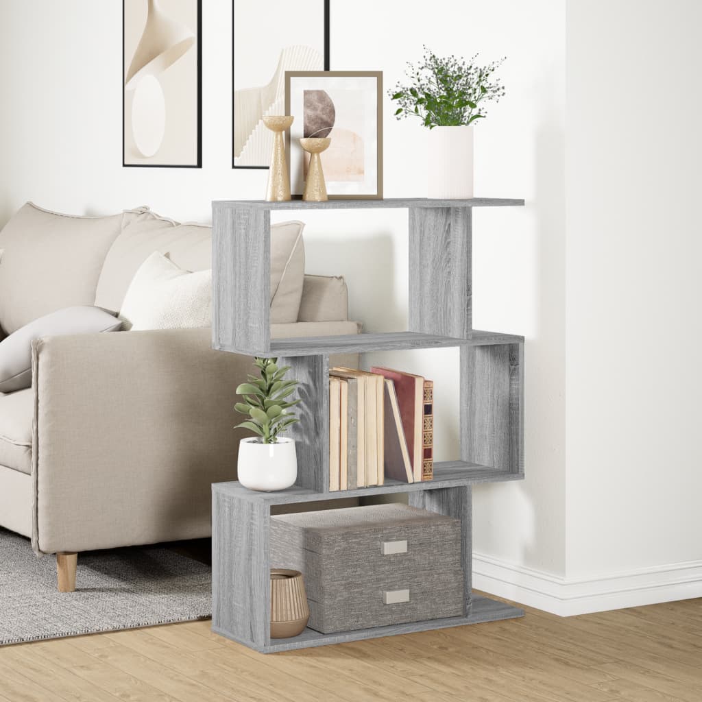 Pregrada / regal za knjige 3 razina sonoma 70x24x97 cm drveni