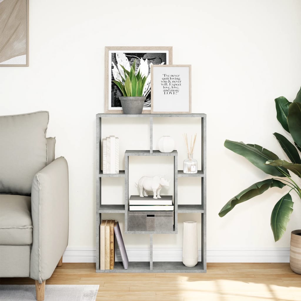 Regal za knjige boja betona 63x20x90 cm konstruirano drvo