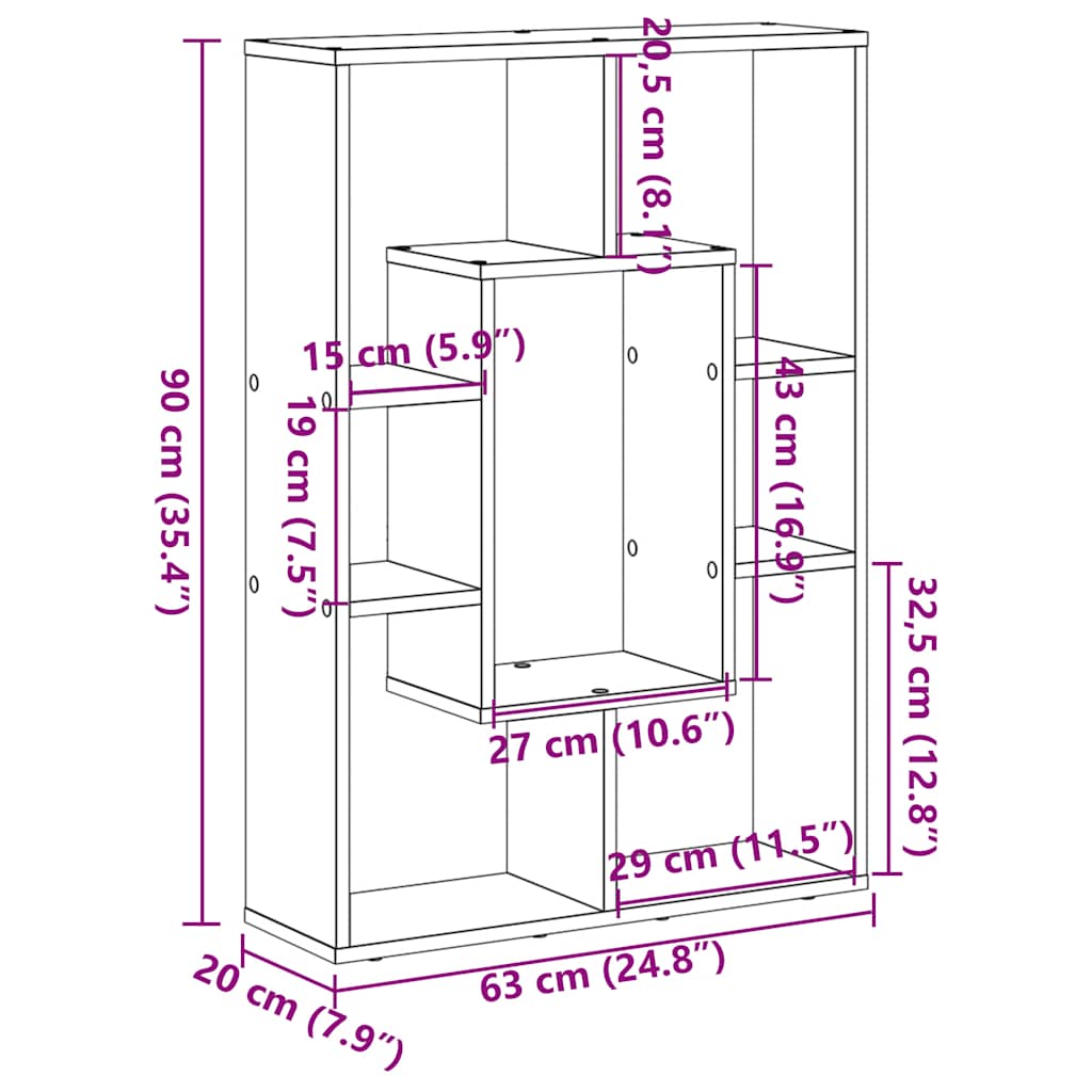 Regal za knjige boja hrasta 63x20x90 cm konstruirano drvo