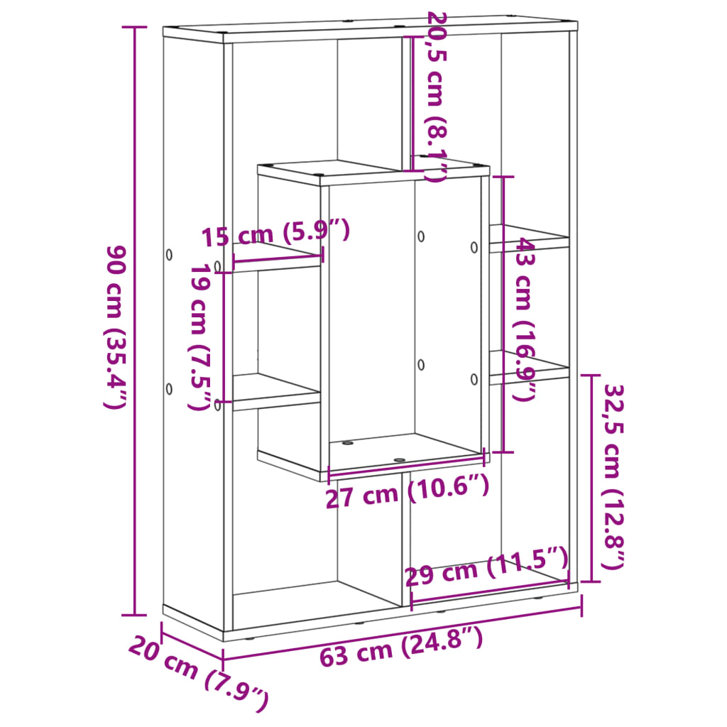 Regal za knjige boja hrasta 63x20x90 cm konstruirano drvo