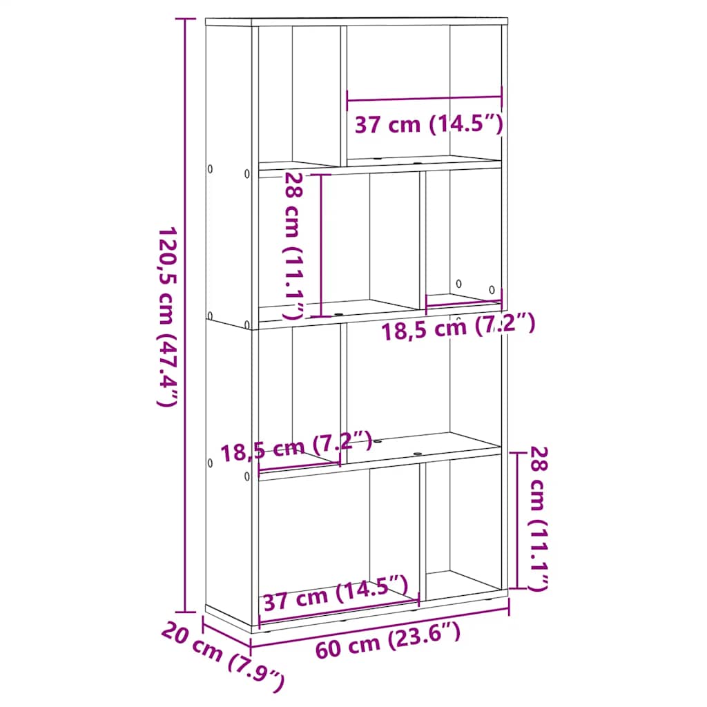 Regal za knjige boja hrasta 60x20x120,5 cm konstruirano drvo