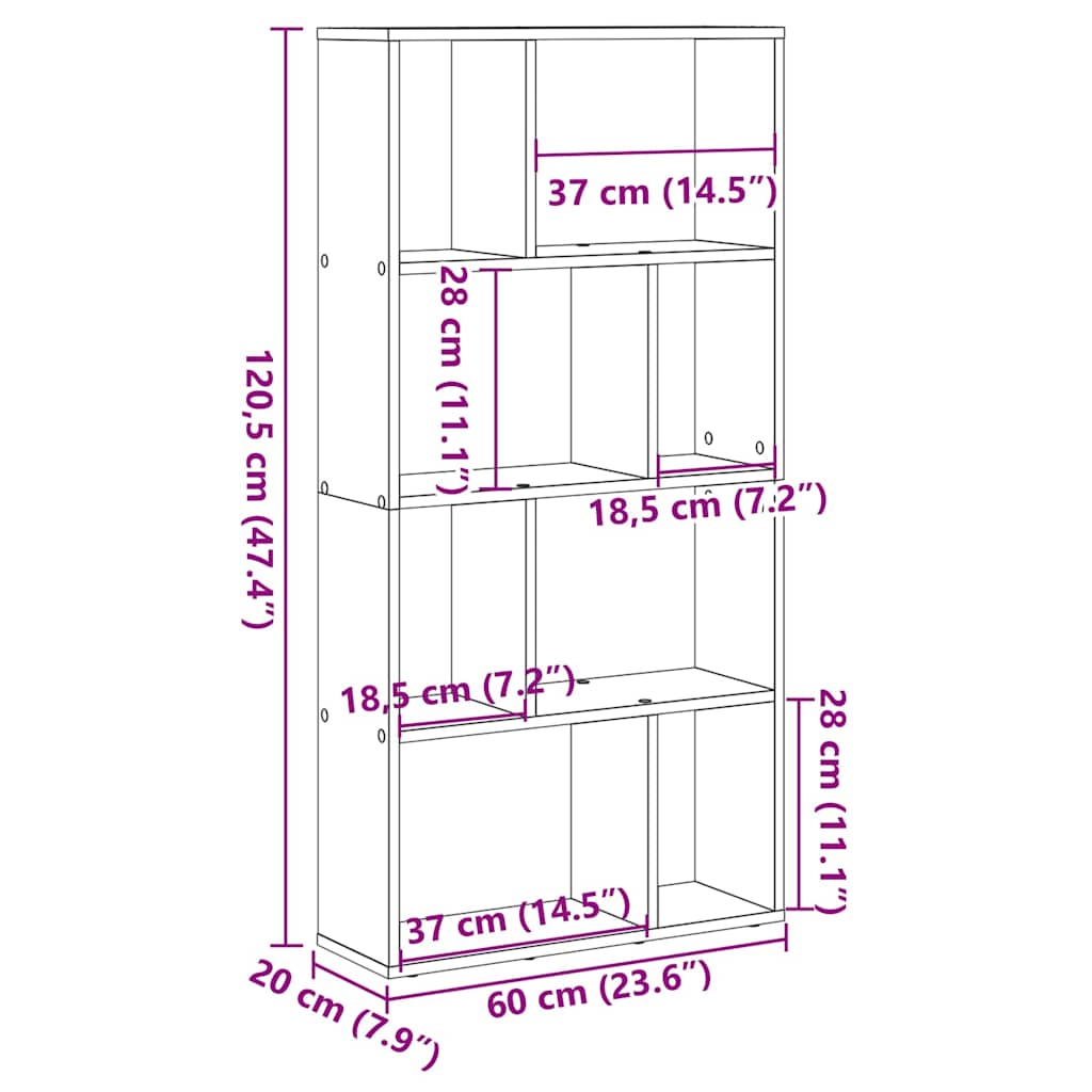 Regal za knjige boja starog drva 60x20x120,5 cm konstruirano drvo