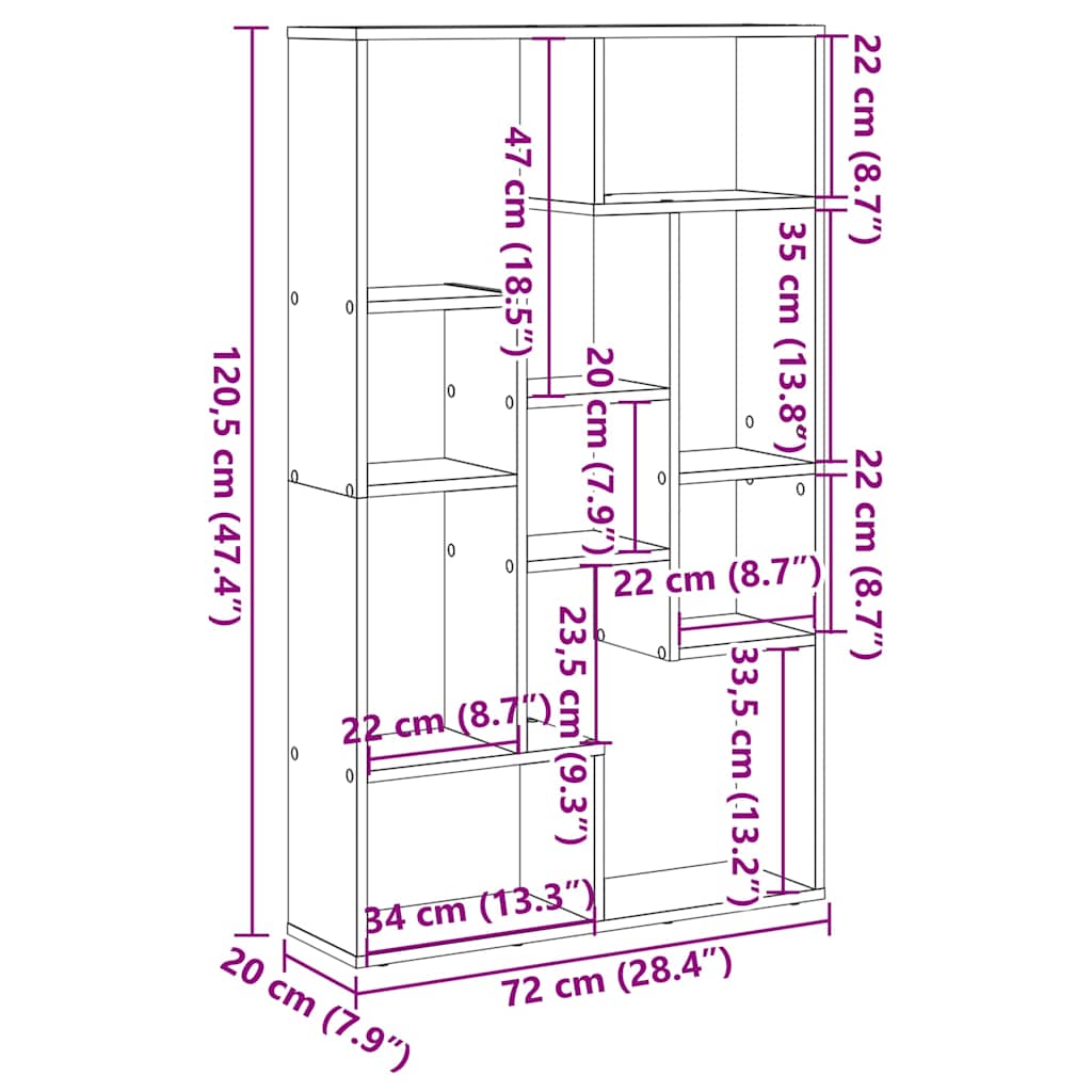 Regal za knjige boja hrasta 72x20x120,5 cm od konstruiranog drva