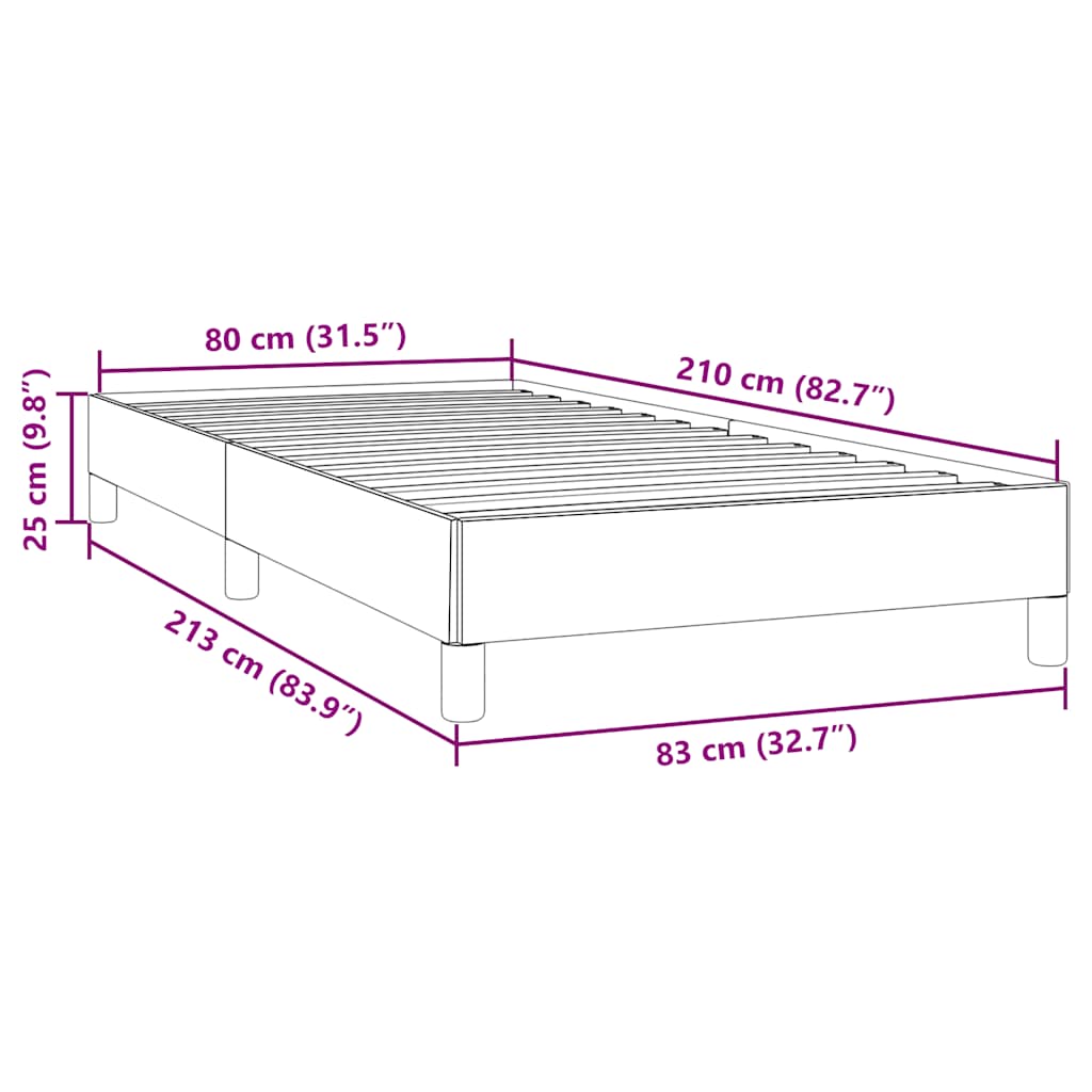 Okvir kreveta bez madraca tamno sivi 80x210 cm baršun