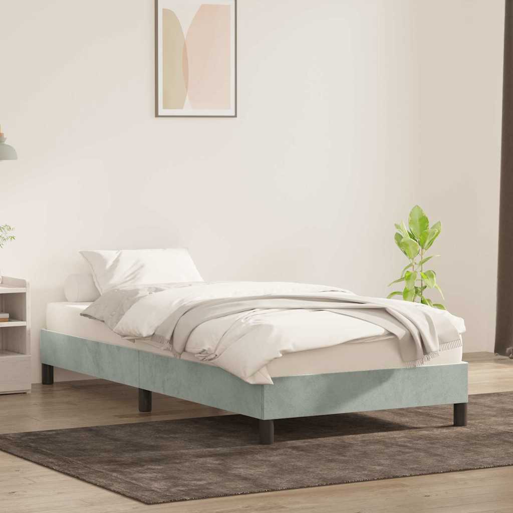 Okvir kreveta bez madraca svijetlo sivi 90x210 cm baršun
