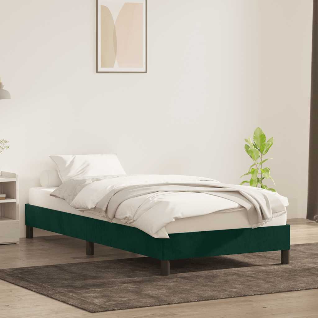 Okvir kreveta bez madraca tamnozeleni 90x210 cm baršun