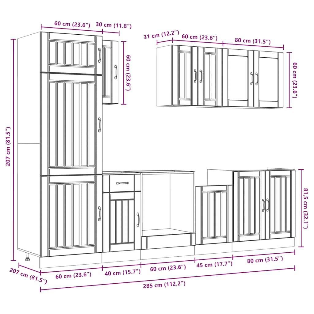 8-dijelni set kuhinjskih ormarića Kalmar konstruiranog drva