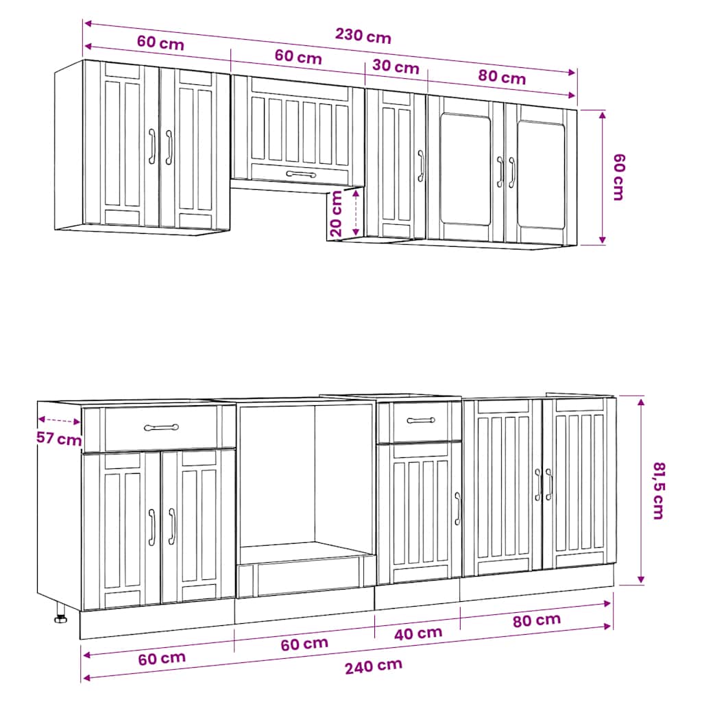 8-dijelni set kuhinjskih ormarića Kalmar konstruiranog drva