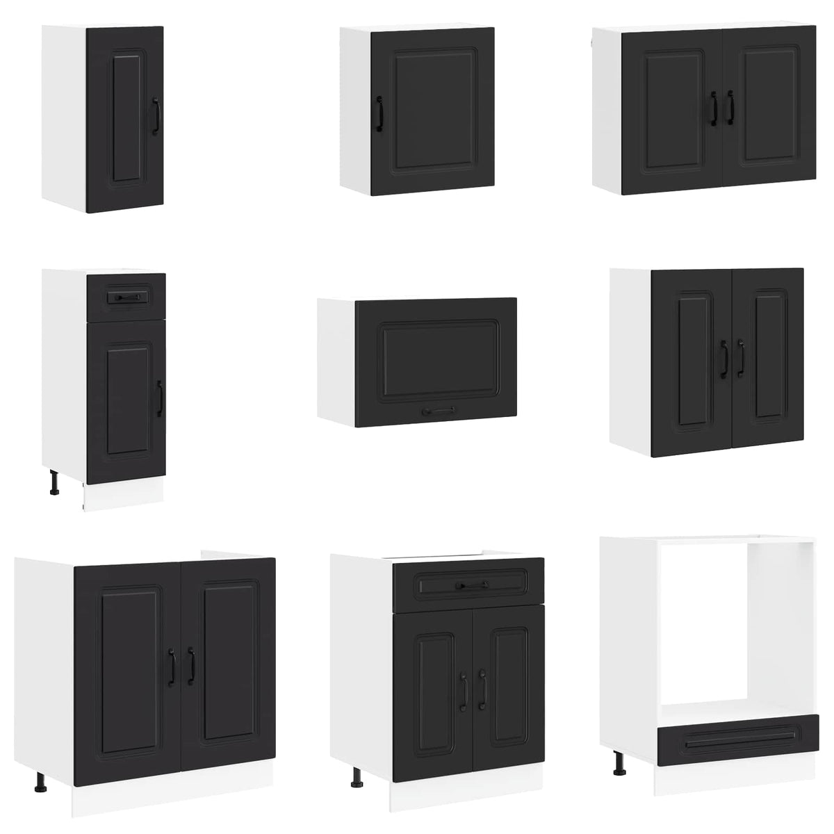 14-dijelni set kuhinjskih ormarića Kalmar konstruiranog drva Crna
