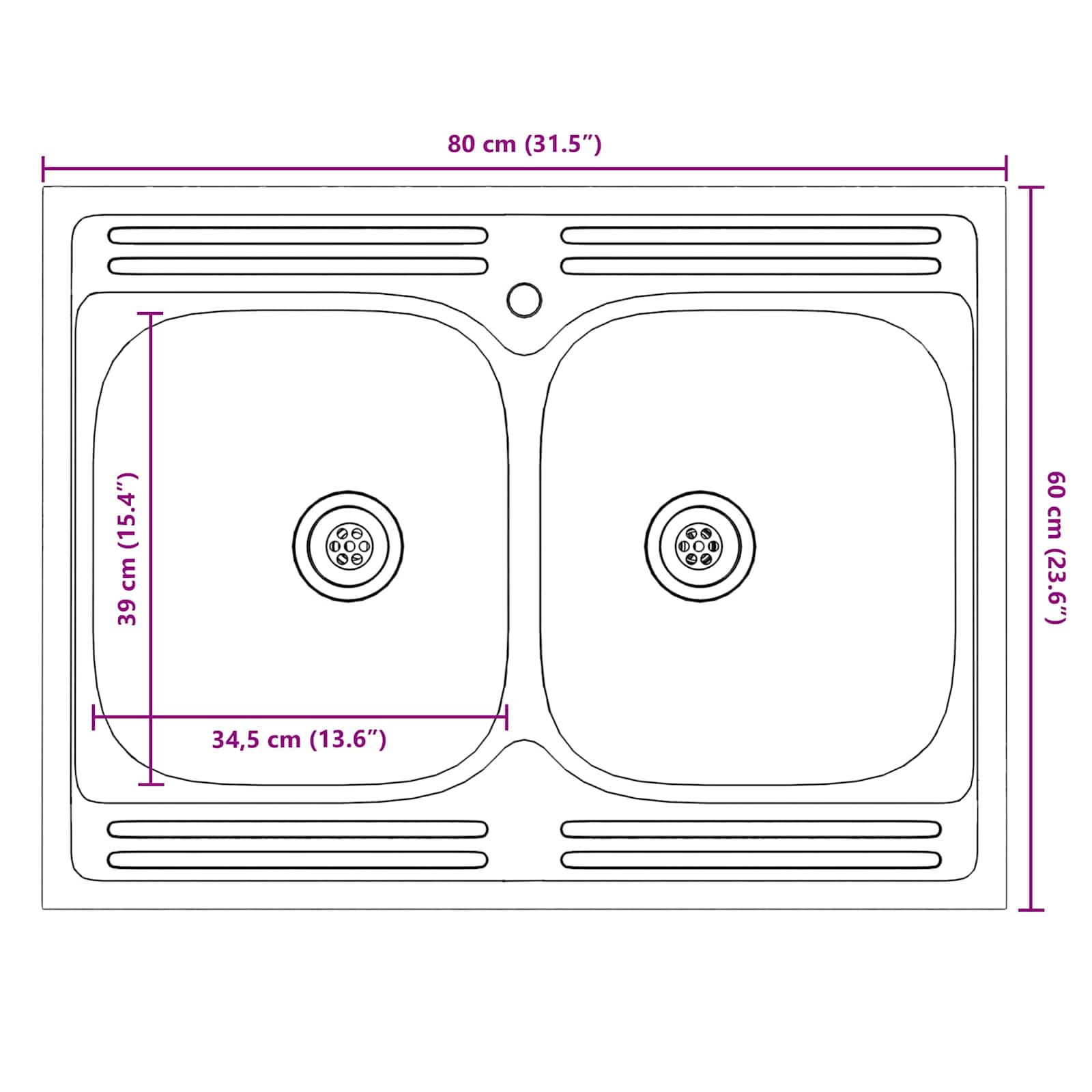 Kuhinjski ormarić za sudoper s pohranom Porto 2 pcs Smeđa
