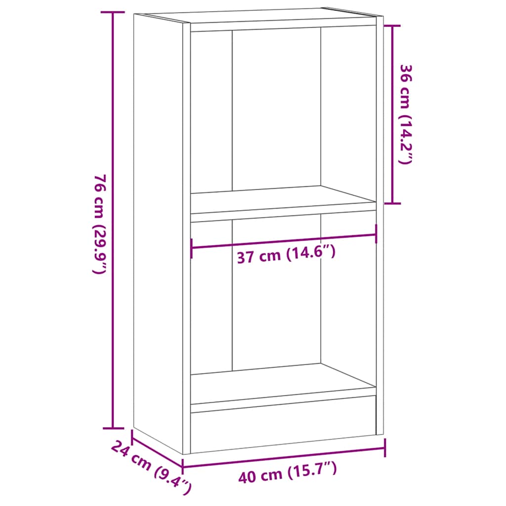 Regal za knjige boja hrasta 40x24x76 cm konstruirano drvo