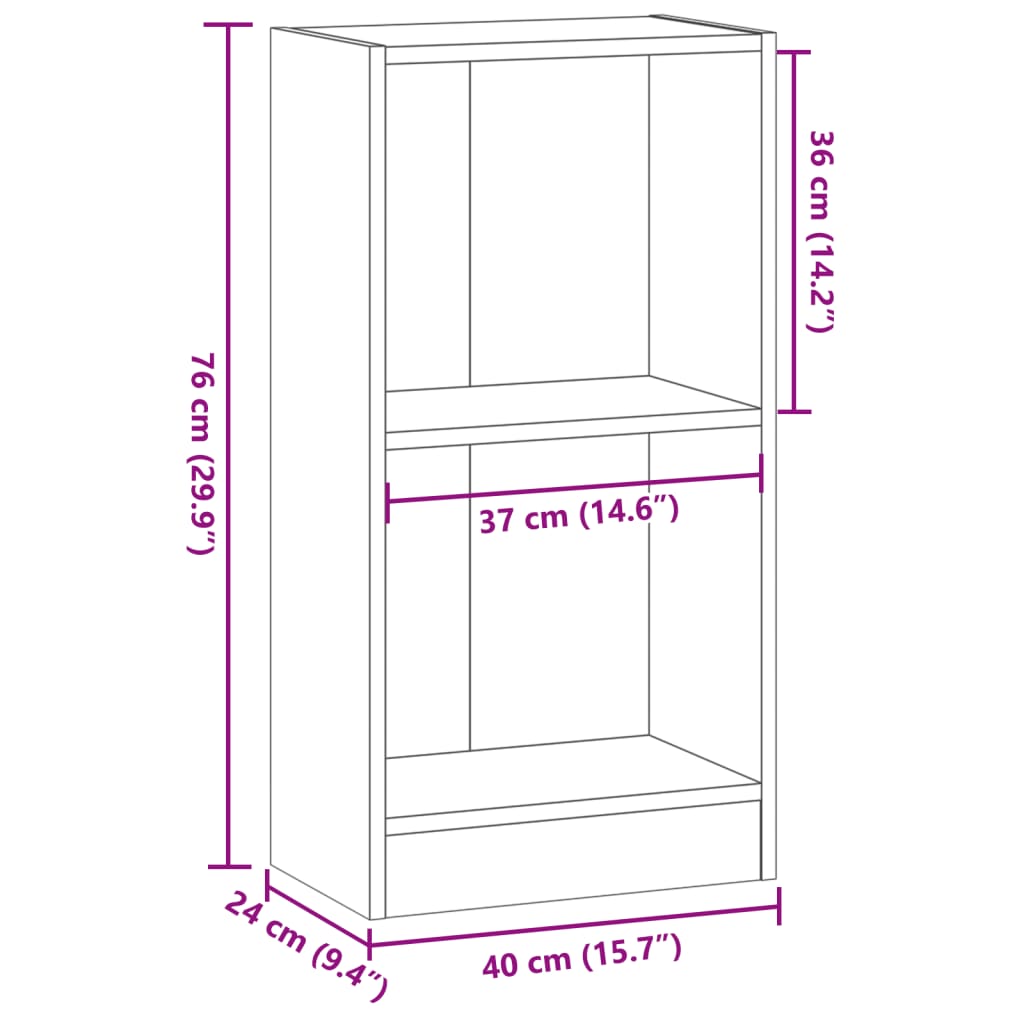 Regal za knjige boja hrasta 40x24x76 cm konstruirano drvo