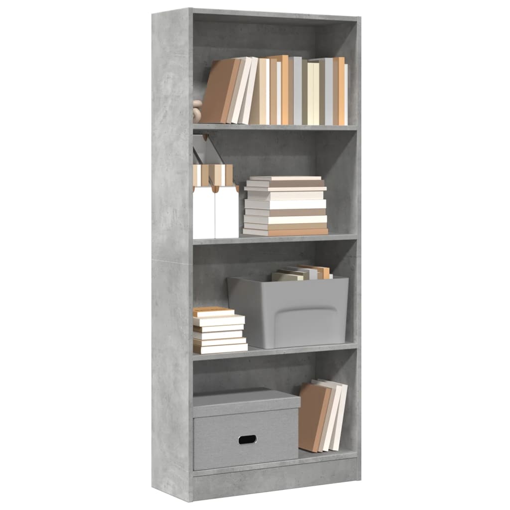Regal za knjige boja betona 60x24x143 cm konstruirano drvo