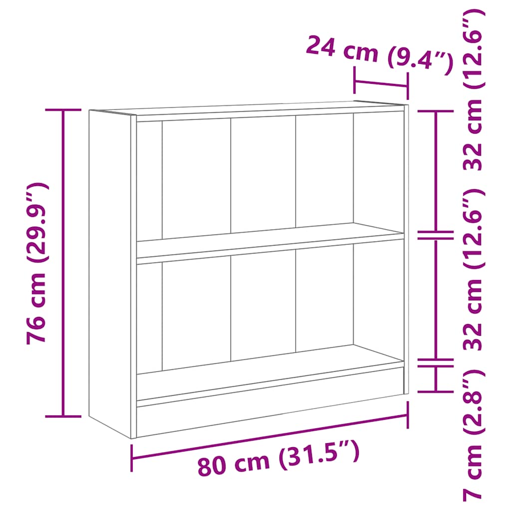 Regal za knjige boja hrasta 80x24x76 cm konstruirano drvo