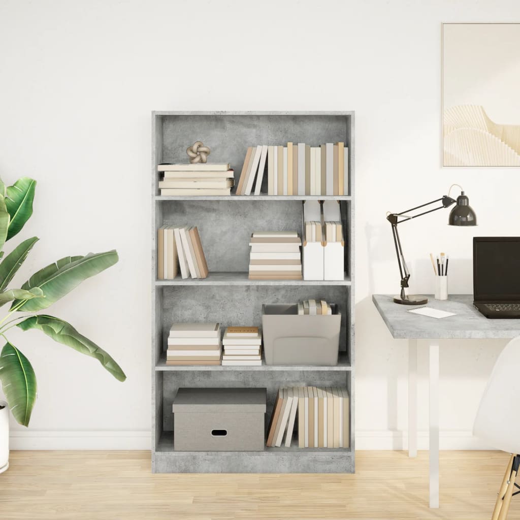 Regal za knjige boja betona 80x24x143 cm konstruirano drvo