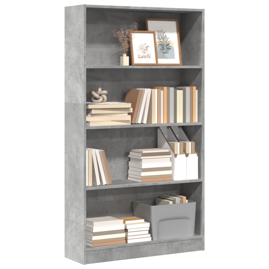 Regal za knjige boja betona 80x24x143 cm konstruirano drvo