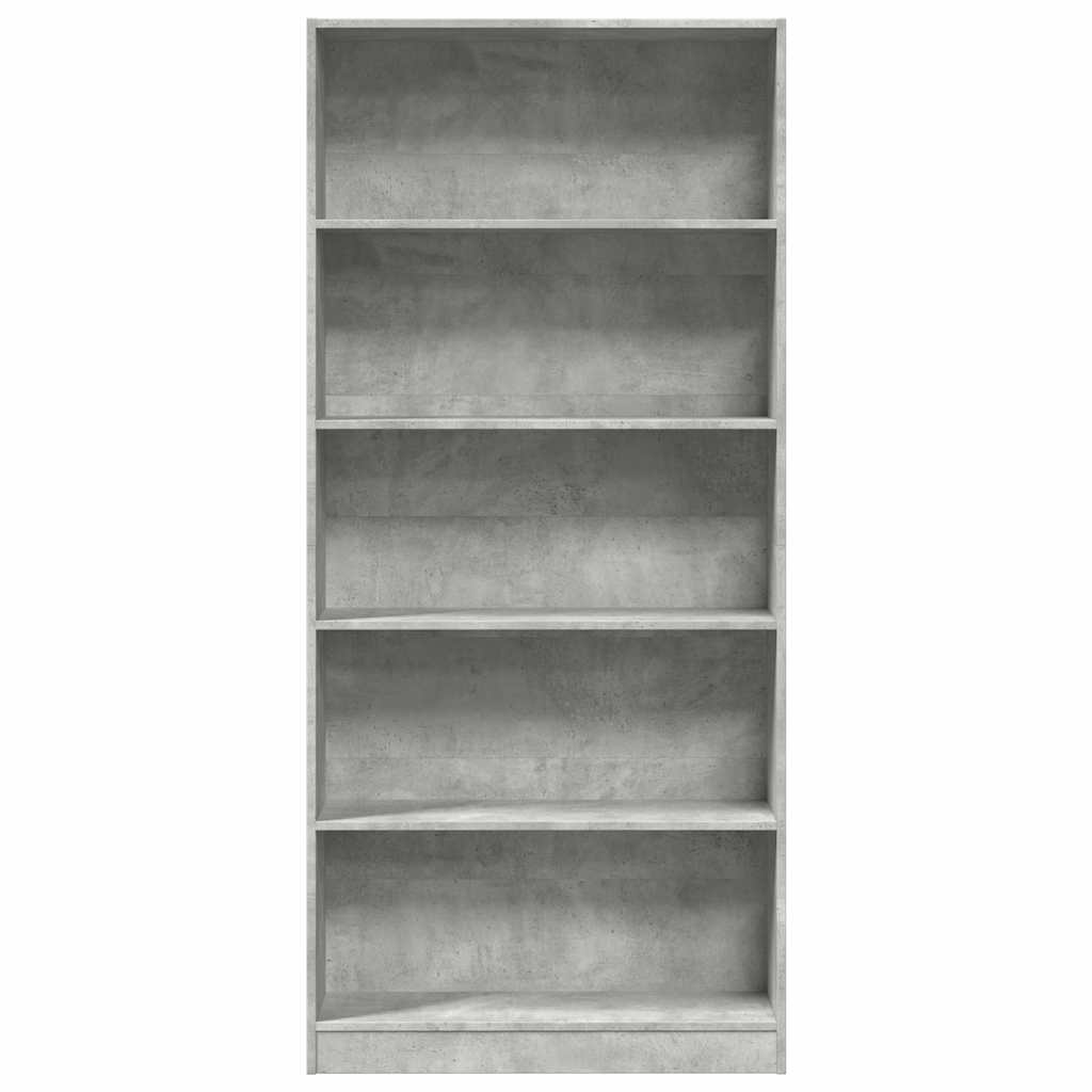 Regal za knjige siva boja betona 80x24x176 cm konstruirano drvo