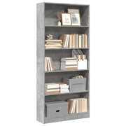 Regal za knjige siva boja betona 80x24x176 cm konstruirano drvo
