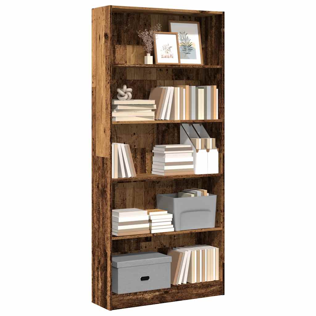 Regal za knjige boja starog drva 80x24x176 cm drveni