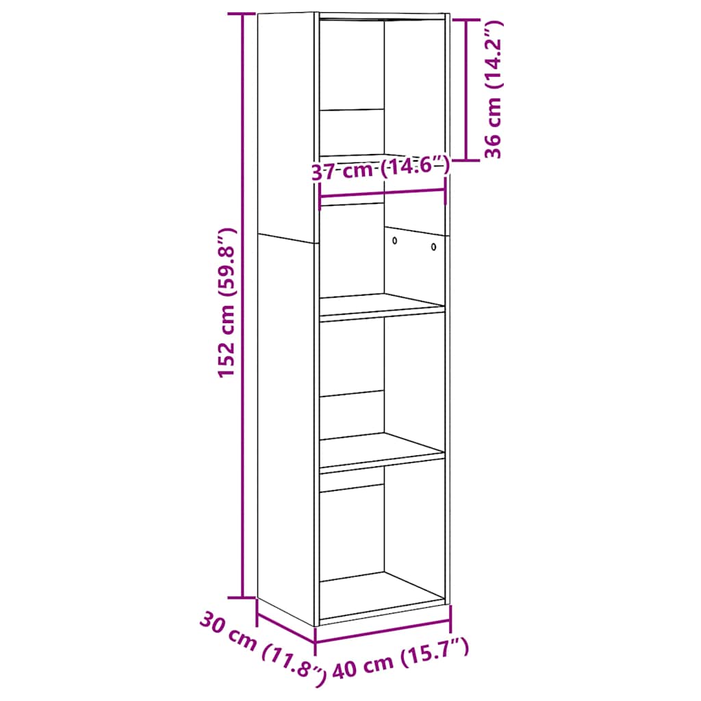 Regal za knjige boja starog drva 40x30x152 cm konstruirano drvo