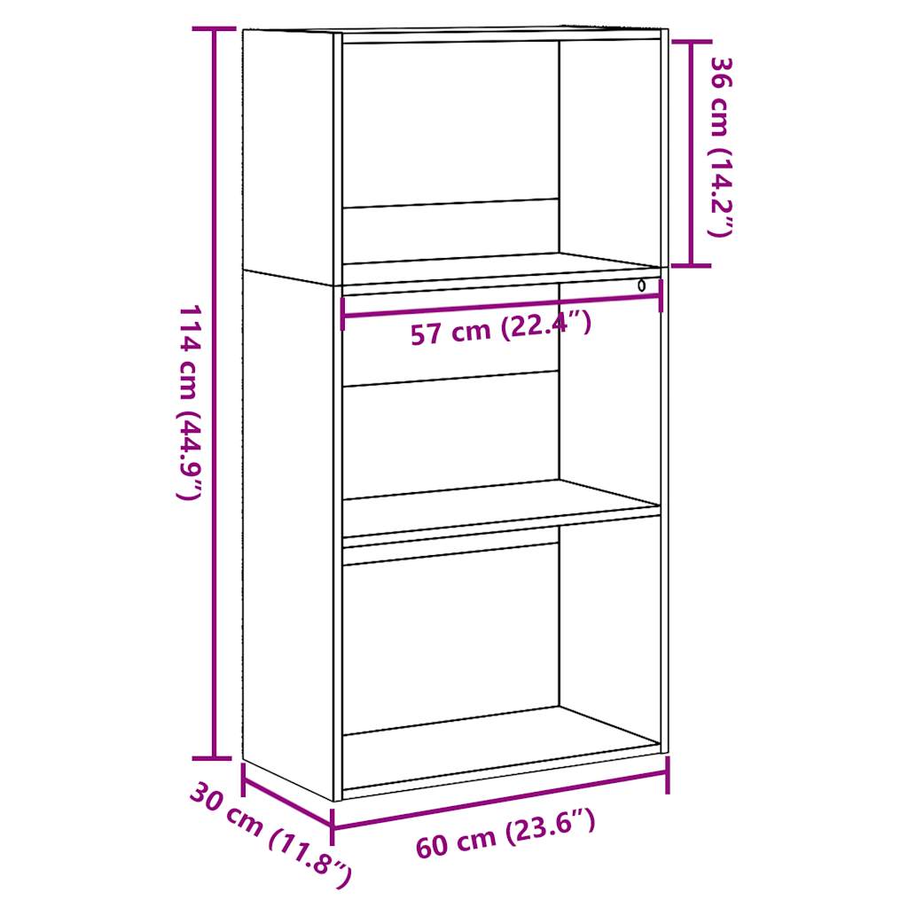 Regal za knjige boja starog drva 60x30x114 cm konstruirano drvo