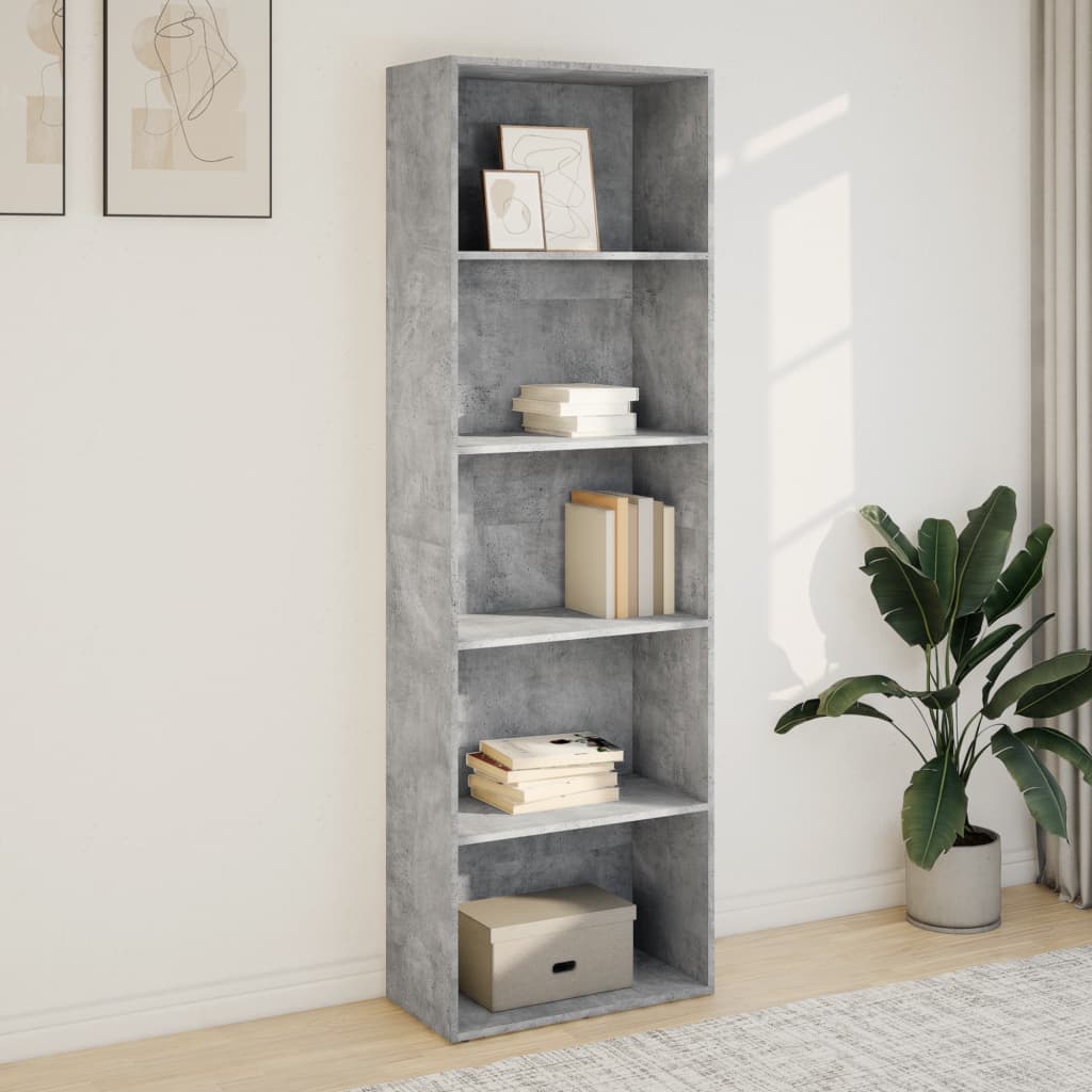 Regal za knjige boja betona 60x30x189 cm konstruirano drvo