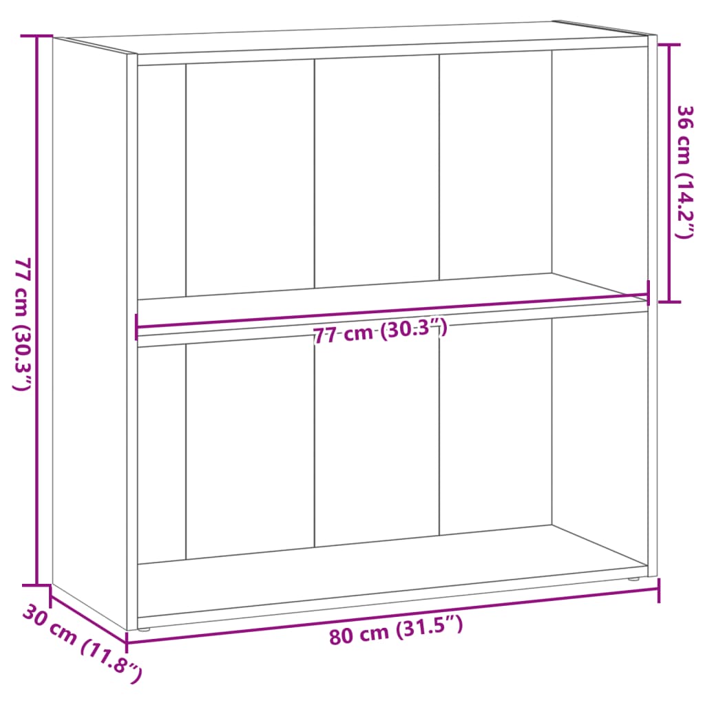 Regal za knjige boja staro drvo 80x30x77 cm konstruirano drvo